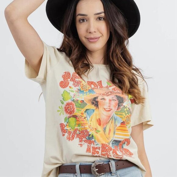 MONTANA WEST American Bling Saddle Up Buttercup Short Sleeve T Shirt Top L NWT - Picture 1 of 11